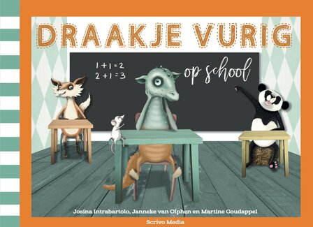 Set Draakje Vurig op school + Knuffel Draakje (groen)