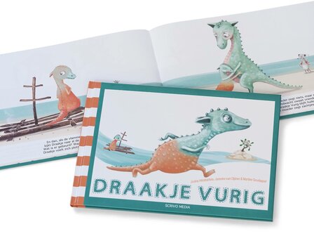 Set boek Draakje Vurig + Knuffel Draakje (groen)