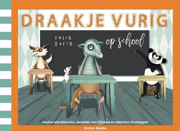 Set boek Draakje Vurig op school + Knuffel Draakje (oranje/rood) 